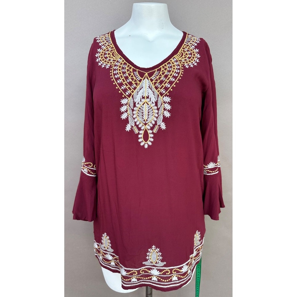 NWT Anthropologie Monoreno Embroidered Top S Boho Floral Peasant Blouse Hippie